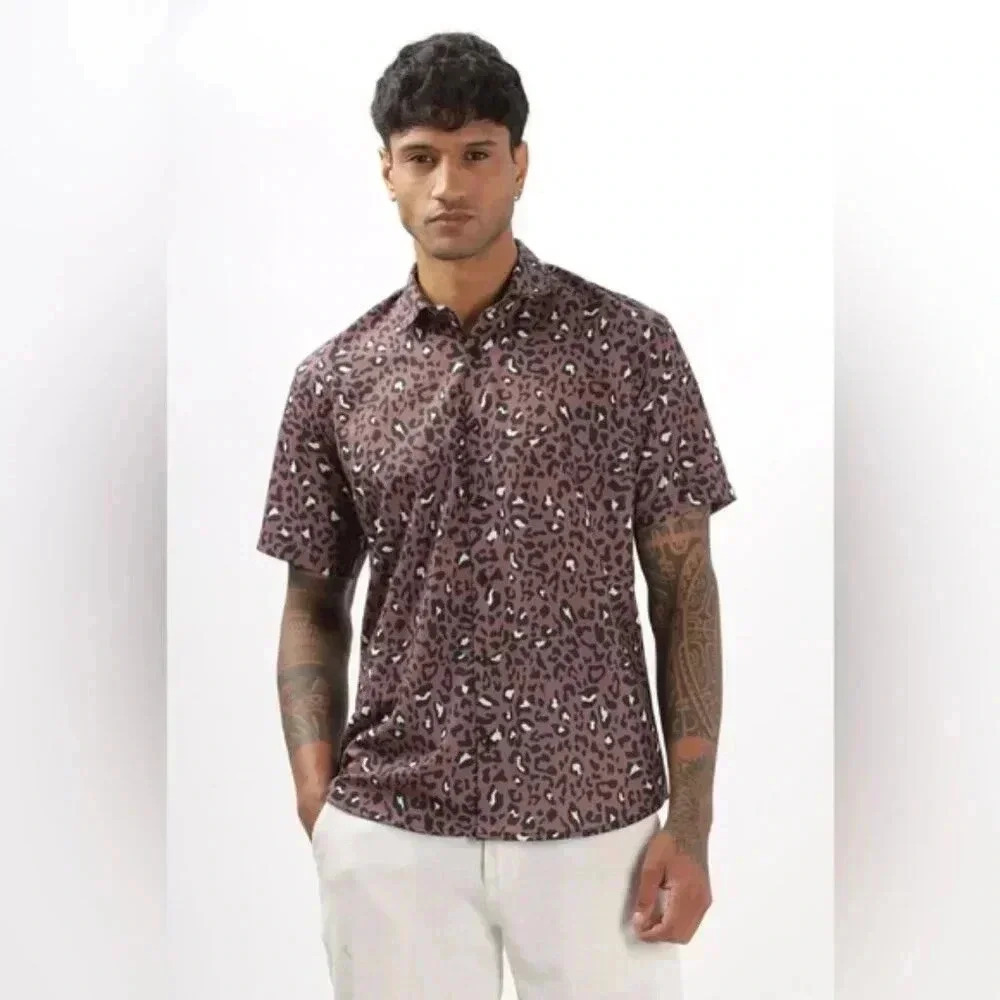 Vintage Re-Mastered Leopard Print Button-Up Shirt Unisex XS